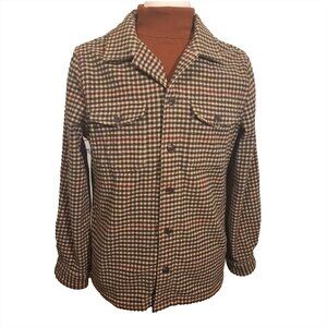 Men's Express Wool Blend Plaid Button Down Long Sleeve Over Shirt Medium